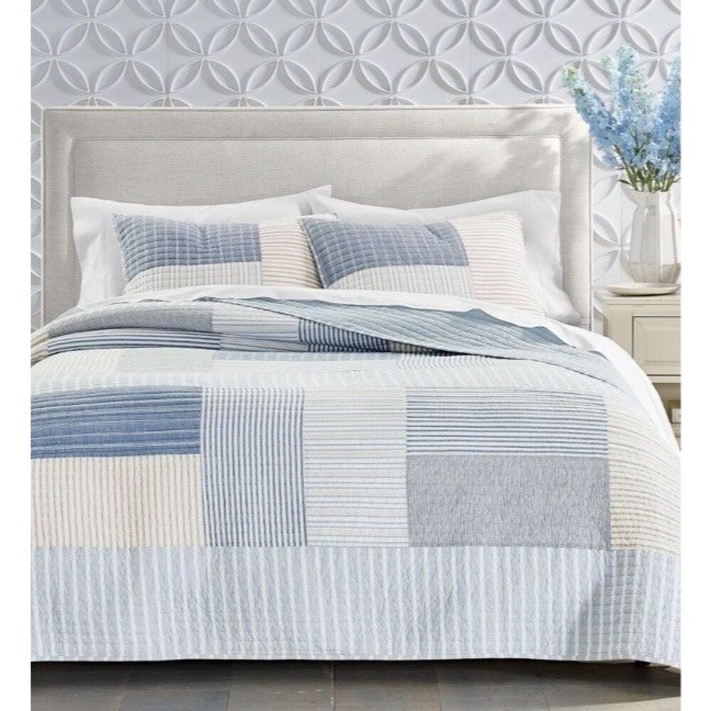Charter Club 3Pc King Seaside Patchwork 100% Cotton Quilt And Shams Set
